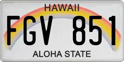 HI license plate FGV851