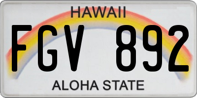 HI license plate FGV892