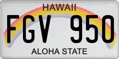 HI license plate FGV950