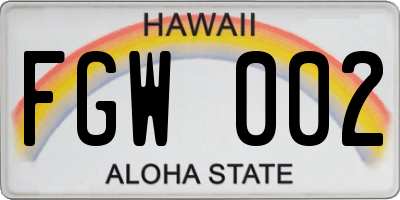 HI license plate FGW002