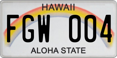 HI license plate FGW004