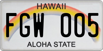 HI license plate FGW005