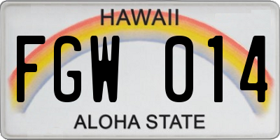 HI license plate FGW014