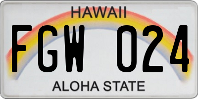 HI license plate FGW024