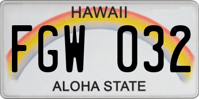 HI license plate FGW032