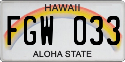 HI license plate FGW033