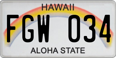 HI license plate FGW034