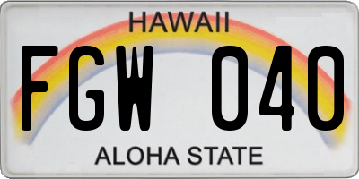 HI license plate FGW040