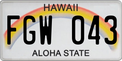 HI license plate FGW043