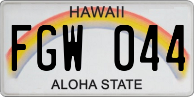 HI license plate FGW044