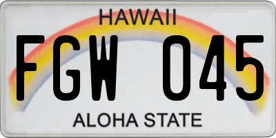 HI license plate FGW045