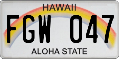 HI license plate FGW047