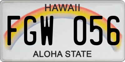 HI license plate FGW056