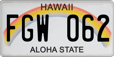 HI license plate FGW062