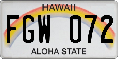 HI license plate FGW072