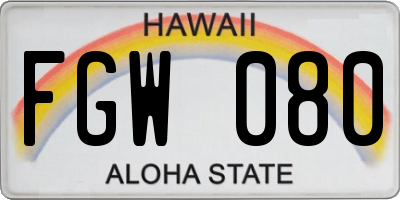 HI license plate FGW080