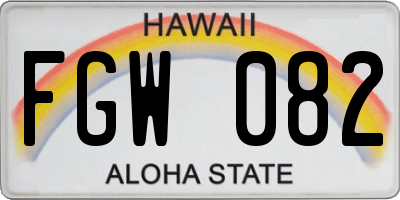 HI license plate FGW082