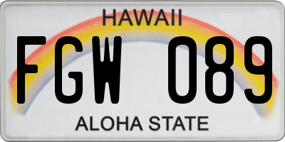 HI license plate FGW089