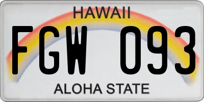 HI license plate FGW093