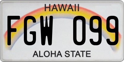 HI license plate FGW099