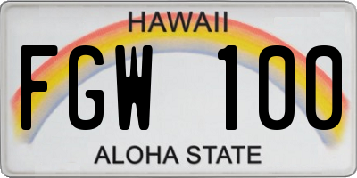 HI license plate FGW100