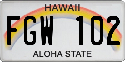 HI license plate FGW102