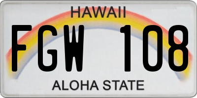 HI license plate FGW108