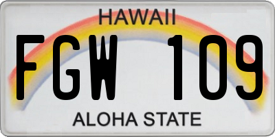 HI license plate FGW109