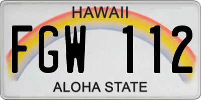 HI license plate FGW112