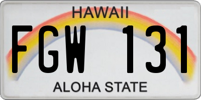 HI license plate FGW131