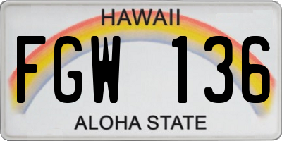 HI license plate FGW136