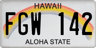HI license plate FGW142