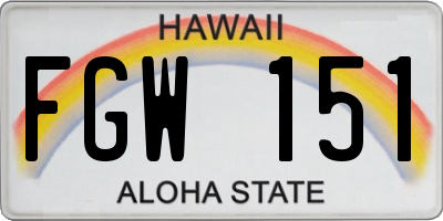 HI license plate FGW151