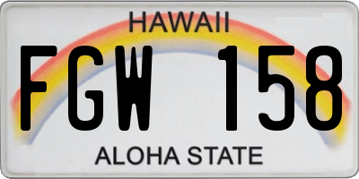 HI license plate FGW158