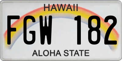 HI license plate FGW182