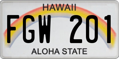 HI license plate FGW201