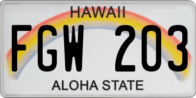 HI license plate FGW203