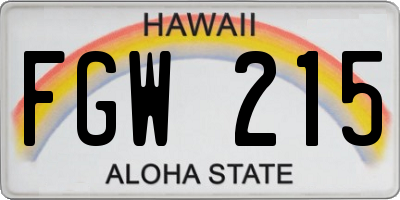 HI license plate FGW215