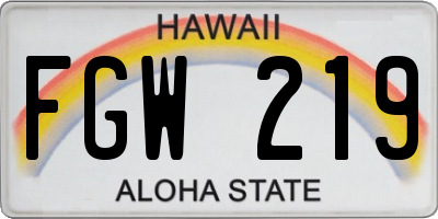 HI license plate FGW219