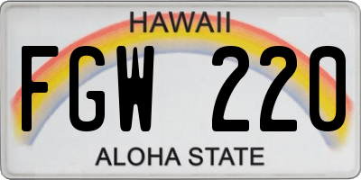 HI license plate FGW220