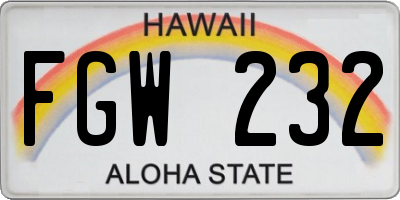 HI license plate FGW232