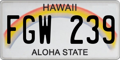 HI license plate FGW239