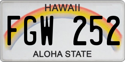 HI license plate FGW252