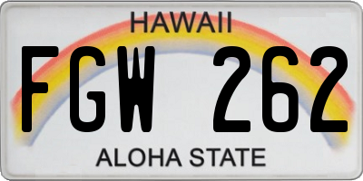 HI license plate FGW262