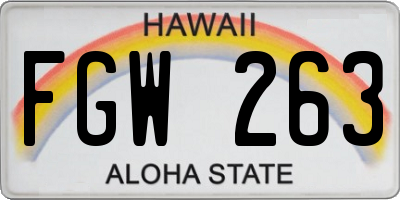 HI license plate FGW263