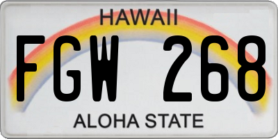 HI license plate FGW268