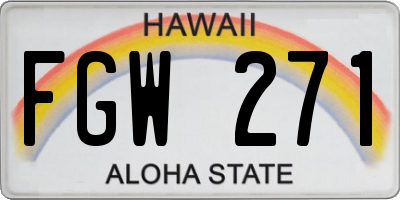 HI license plate FGW271