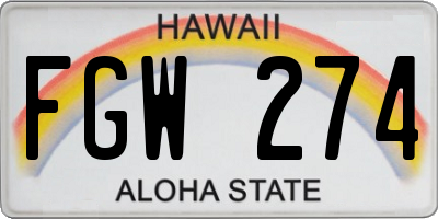 HI license plate FGW274