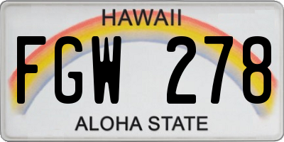 HI license plate FGW278