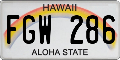 HI license plate FGW286
